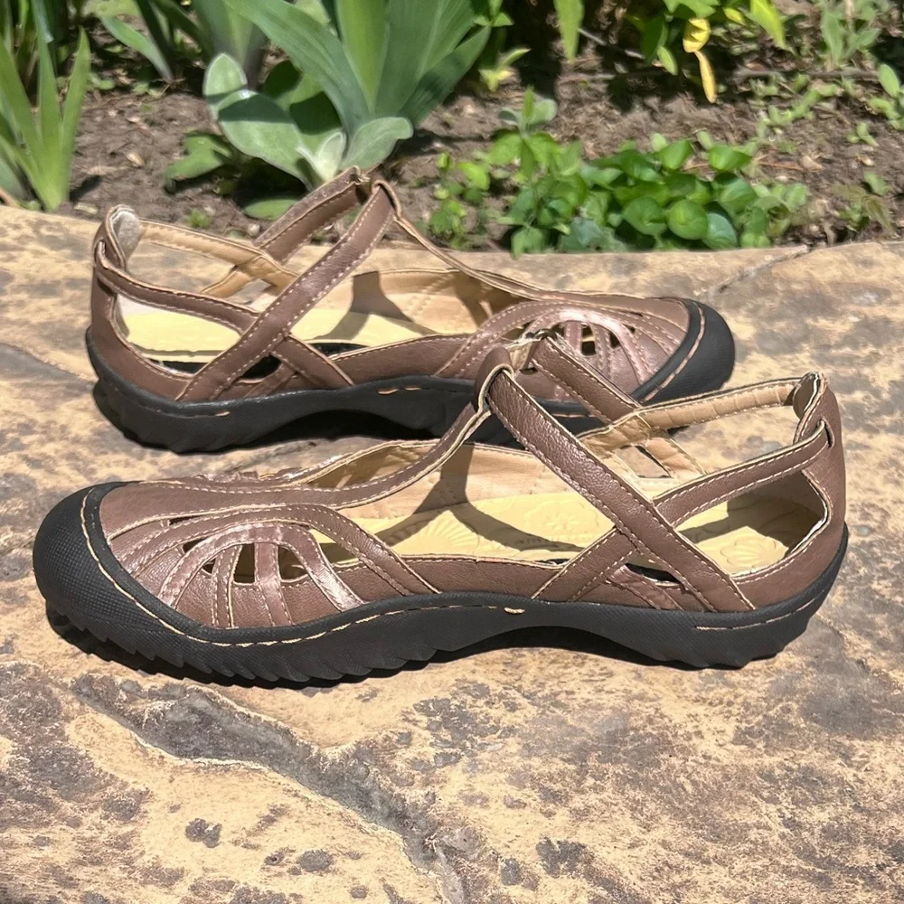 - JBU Sz 7.5 Drift Mary-Jane T-Strap Rugged Dress Sandal! EUC!